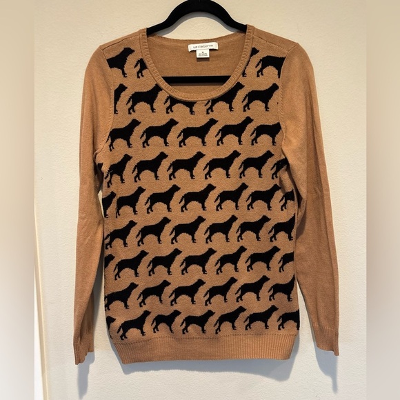 Liz Claiborne Sweaters - Liz Claiborne Tan and Black Dog Pattern Sweater 040 Sale